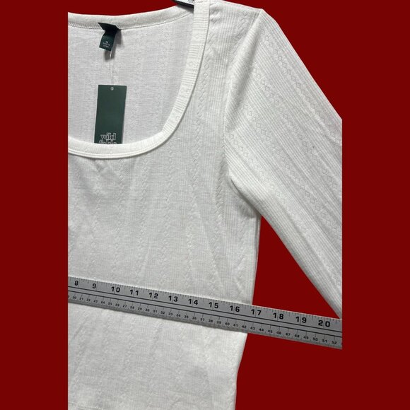 Wild Fable - Women's Long Sleeve Pointelle T-Shirt - White - Extra Large - Picture 4 of 13